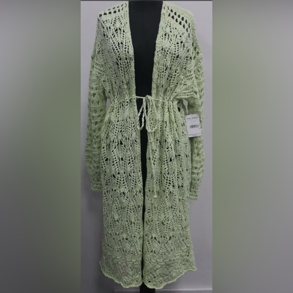 NWT Free People Sweet Talker Cardigan Small Honeydew Green $168 Retail Sweater - Picture 8 of 9